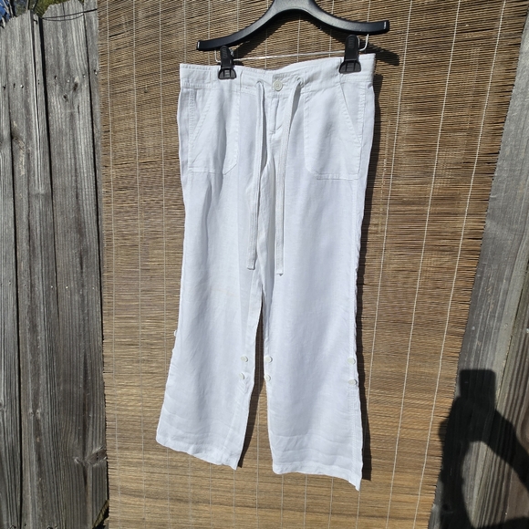 Juicy Couture Linen Adjustable Length Drawstring Wide Leg Trouser Pants Sz Small - Picture 2 of 10